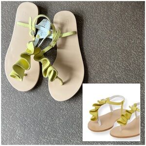 Janie And Jack Yellow Ruffles Girls Sandal Size Youth 1.5 Capri Island Line